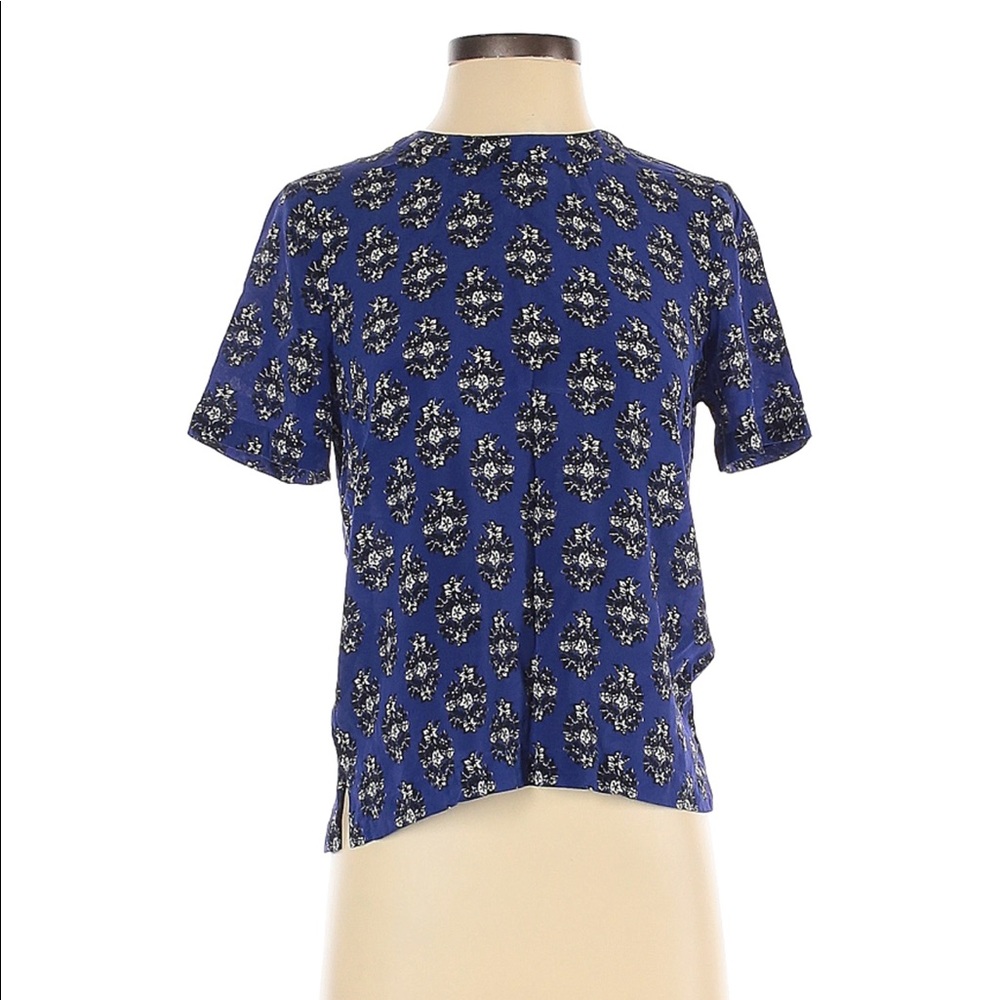 Madewell 100% Floral Short Sleeve Silk Top